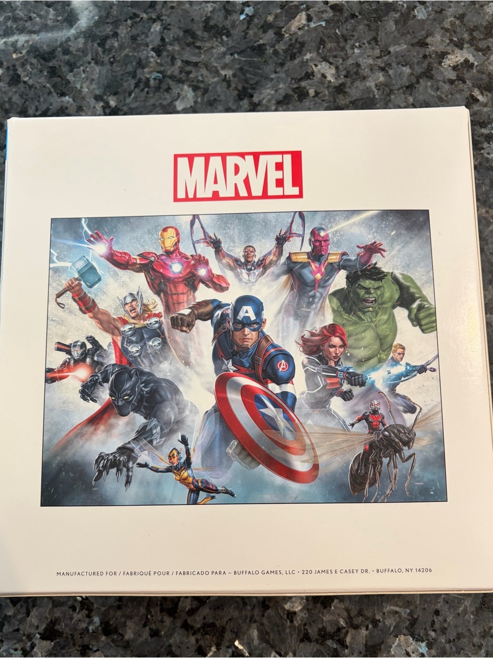 Marvel Avengers Poster with Red, Blue, Green, Black Accents